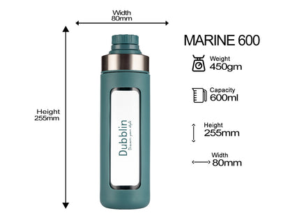 Dubblin Marine 600ml Borosilicate Glass Bottle