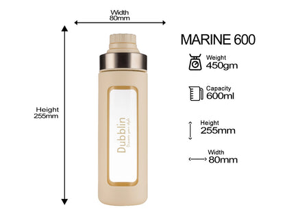 Dubblin Marine 600ml Borosilicate Glass Bottle