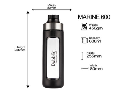 Dubblin Marine 600ml Borosilicate Glass Bottle