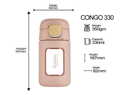 Dubblin Congo 330ml Borosilicate Glass Bottle with Straw Sipper