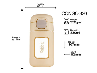 Dubblin Congo 330ml Borosilicate Glass Bottle with Straw Sipper