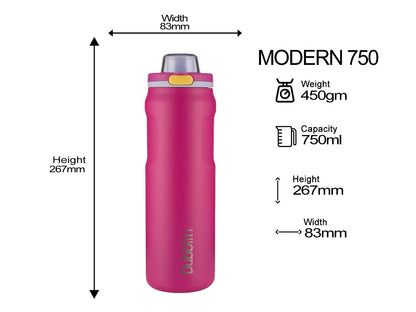 Dubblin Modern 750 Thermal Vacuum Insulated Bottle (Twin Flow: Gulper Plus Straw Sipper)