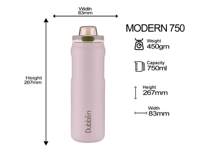Dubblin Modern 750 Thermal Vacuum Insulated Bottle (Twin Flow: Gulper Plus Straw Sipper)
