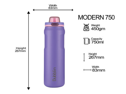 Dubblin Modern 750 Thermal Vacuum Insulated Bottle (Twin Flow: Gulper Plus Straw Sipper)