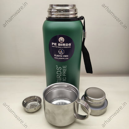 PE Birds Steel-O-Steel 750ml Thermal Vacuum Flask with Steel Cap