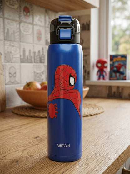 Milton Steel Web 900 Stainless Steel Bottle - Outside Plastic Inside Stainless Steel (Twin Flow: Gulper Plus Straw Sipper)
