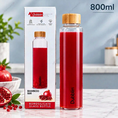 Dubblin Bamboo 400ml Borosilicate Glass Bottle with Bamboo Screw Cap