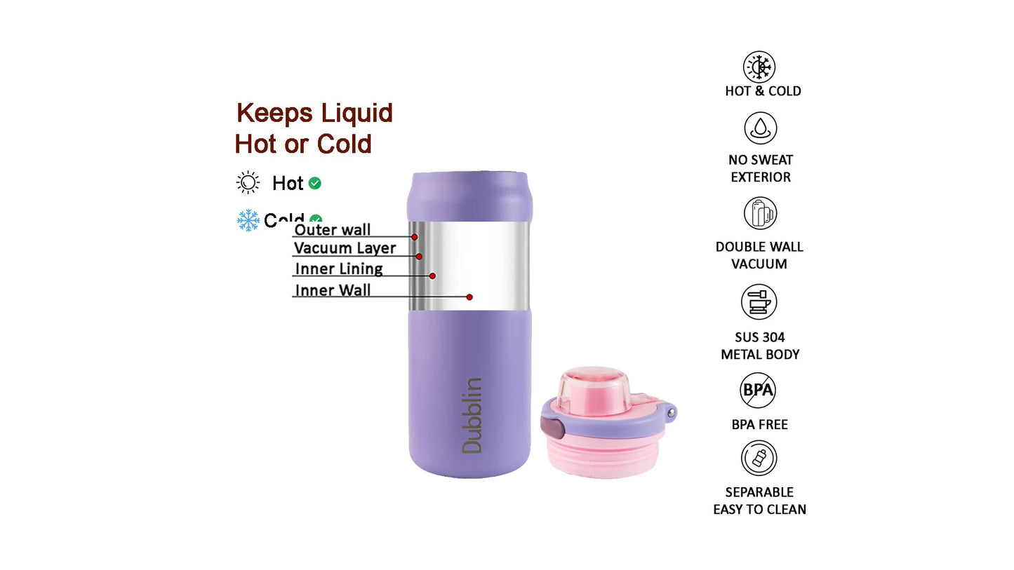 Dubblin Modern 600 Thermal Vacuum Insulated Bottle (Twin Flow: Gulper Plus Straw Sipper)