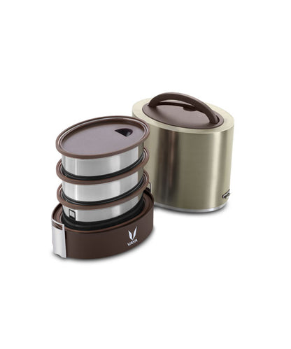 Vaya Tyffyn 1000ml Thermal Vacuum Insulated with 3 Stainless Steel Inner Containers (400ml * 1 & 300ml * 2)