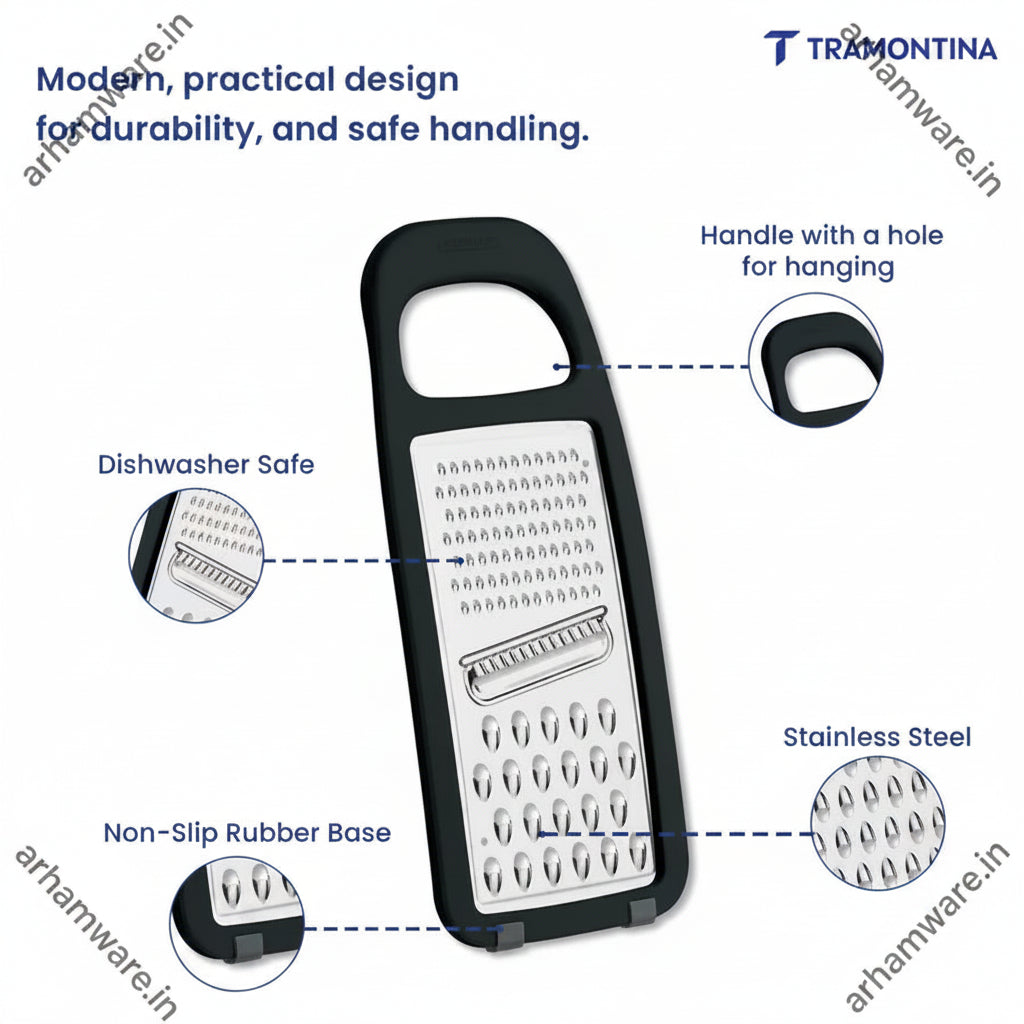 Tramontina Utilita Grater with Polypropylene Handle & Non-Slip Rubber Base