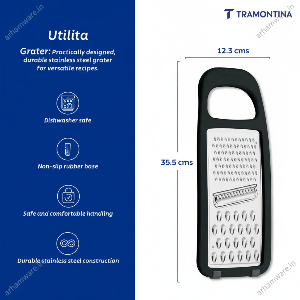 Tramontina Utilita Grater with Polypropylene Handle & Non-Slip Rubber Base