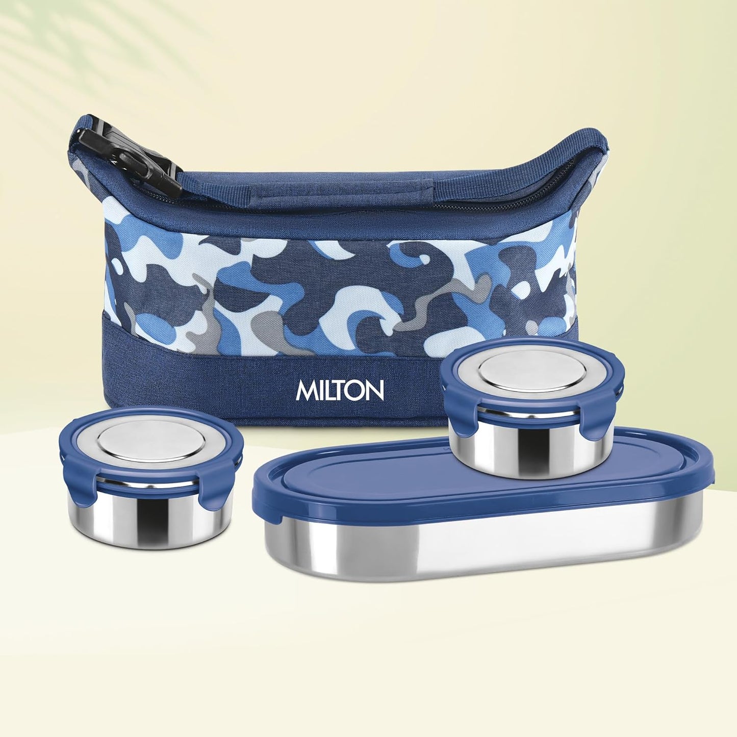 Milton Camo Delight Stainless Steel Lunch Set with 2*380ml Containers, 1*450ml Container and 1 Bag