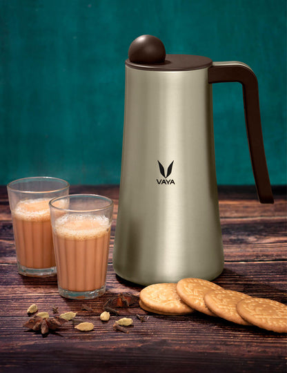 Vaya Tea Pot 900ml - with Globe Lid - Stainless Steel Thermal Vacuum Insulated Jug