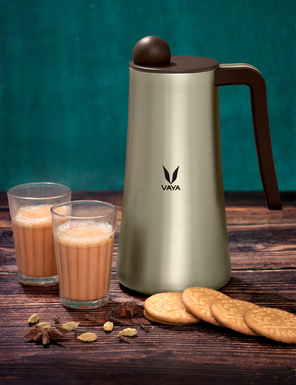 Vaya Tea Pot 900ml - with Globe Lid - Stainless Steel Thermal Vacuum Insulated Jug