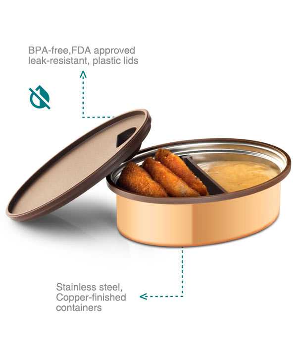 Vaya Tyffyn 600ml Thermal Vacuum Insulated with 2 inner containers (300ml *2 Copper Coated Inner Containers)