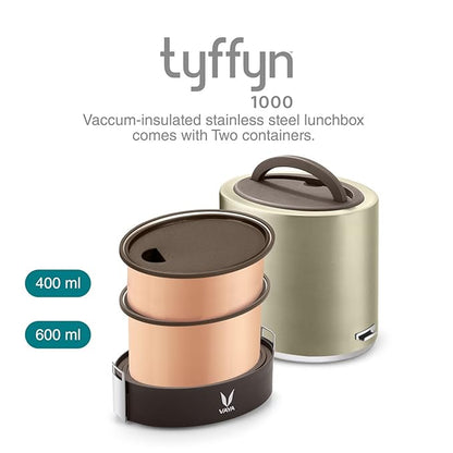 Vaya Tyffyn 1000ml (400*1 + 600*1 Copper Coated Inner Containers) Vacuum Insulated Stainless Steel Lunch Set