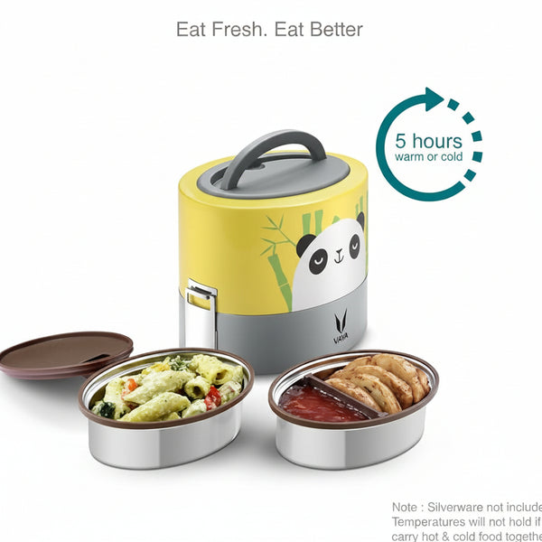 Vaya Tyffyn 600ml Graphics Design Thermal Vacuum Insulated with 2 inner containers (300ml * 2 Stainless Steel Inner Containers)